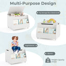 Wooden Mobile Toy Storage Organizer with Bookshelf and Lockable Wheels