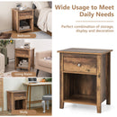 Wooden Nightstand with Slide-out Drawer and Open Shelf