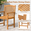 Solid Acacia Wood Patio Chairs Set of 2 with Slatted Seat and Inclined Backrest for Porch