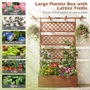 Wooden Planter Box with Lattice Trellis Raised Garden Bed Privacy Screen with Flat Roof