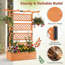 Wooden Planter Box with Lattice Trellis Raised Garden Bed Privacy Screen with Flat Roof