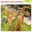 Wooden Planter Box with Lattice Trellis Raised Garden Bed Privacy Screen with Flat Roof