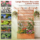 Wooden Planter Box with Lattice Trellis Raised Garden Bed Privacy Screen with Flat Roof