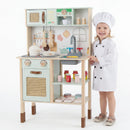 Wooden Play Kitchen for Kids with Lights and Sounds Retro Style With Accessories-Green