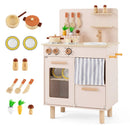 Wooden Play Kitchen Set for Kids with Stove, Sink & Faucet