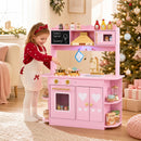 Wooden Play Kitchen with Lights & Sounds for Toddlers 3+