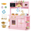 Wooden Play Kitchen with Lights & Sounds for Toddlers 3+