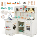 Wooden Play Kitchen Set with Lights & Sounds - White