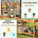 Wooden Potting Bench Table 61" Garden Planting Workstation with 3-Tier Open Shelf-Brown