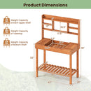 Wooden Potting Bench Table 61" Garden Planting Workstation with 3-Tier Open Shelf-Brown