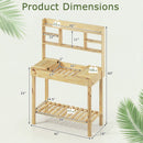 Wooden Potting Bench Table Garden Planting Workstation with 3-Tier Open Shelf