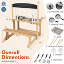 Wooden Play Kitchen with Bench and Cooking Accessories