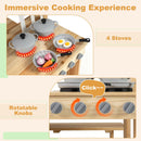 Wooden Play Kitchen with Bench and Cooking Accessories