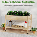 Wooden Raised Garden Bed with Legs and Lockable Wheels-Natural