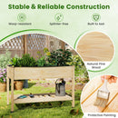 Wooden Raised Garden Bed with Legs and Lockable Wheels-Natural