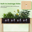 Wooden Raised Garden Bed with Legs and Lockable Wheels-Natural