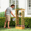 Wooden Raised Garden Bed with Lattice Trellis and Hanging Roof-Orange