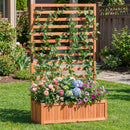 Wooden Raised Garden Bed 59 Inch Tall Elevated Planter Box with Vertical Trellis-Orange