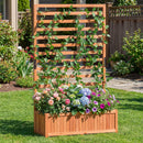 Wooden Raised Garden Bed 59 Inch Tall Elevated Planter Box with Vertical Trellis-Orange