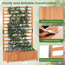 Wooden Raised Garden Bed 59 Inch Tall Elevated Planter Box with Vertical Trellis-Orange