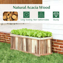 Wooden Raised Garden Bed Natural Acacia Wood Rectangular Planter Box with Drainage-Natural