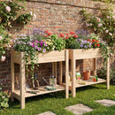 Wooden Raised Garden Bed with Legs and Storage Shelf