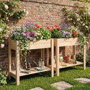 Wooden Raised Garden Bed with Legs and Storage Shelf