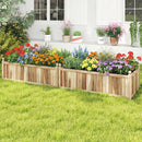 Wooden Raised Garden Bed Natural Acacia Wood Rectangular Planter Box with Liner-Natural