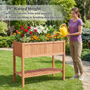 Wooden Raised Garden Bed with Storage Shelf and 220 LBS Capacity-Orange