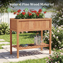 Wooden Raised Garden Bed with Storage Shelf and 220 LBS Capacity-Orange