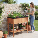 Wooden Raised Garden Bed with Storage Shelf and 220 LBS Capacity-Orange