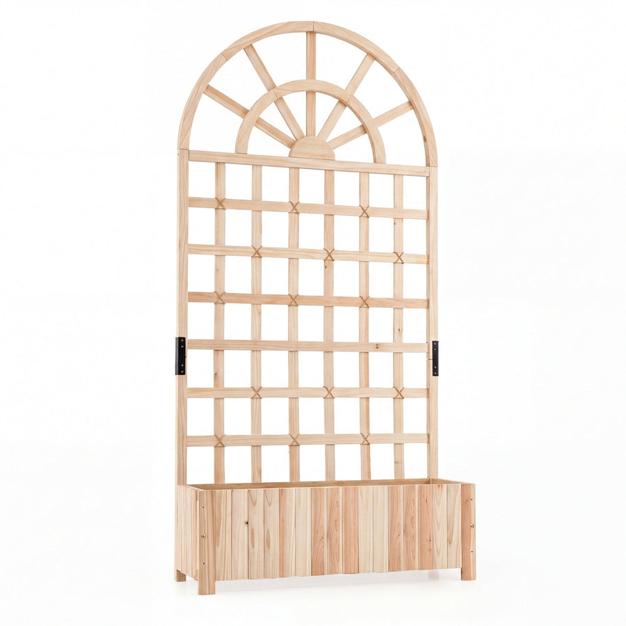Wooden Raised Garden Bed with Trellis 71