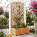 Wooden Raised Garden Bed with Trellis 63 Inch Tall Garden Planter
