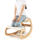 Wooden Rocking Chair with Comfortable Padded Seat Cushion and Knee Support
