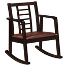 Wooden Rocking Chair with Upholstered Seat and Ladder Back
