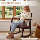 Wooden Rocking Chair with Upholstered Seat and Ladder Back