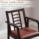 Wooden Rocking Chair with Upholstered Seat and Ladder Back