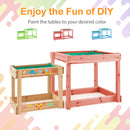 Wooden Sand and Water Tables with Protective Cover for Kids-Natural