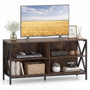 Wooden TV Stand Entertainment for TVs up to 55 Inch with X-Shaped Frame