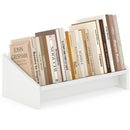 Wooden Tilting Bookcase Small Desktop Bookshelf Organizer for Magazines-White