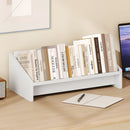 Wooden Tilting Bookcase Small Desktop Bookshelf Organizer for Magazines-White