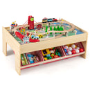 Wooden Train Set Table Kids Multipurpose Activity Play Table with 2 Reversible Tabletops-Red