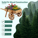 Wooden Wagon Planter with Wheels - Rustic Brown
