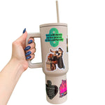 World’s Best Cup: The GetBullish Monocolor Sticker Tumbler 40 Oz Handle Travel Mug - Choose Your Own Sticker Pack