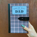 World's Best Dad Strap Journal | Gifts for Him | Plaid Vegan Leather Bound