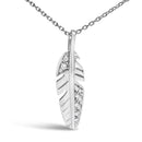 14K White Gold Diamond Accent Feather Pendant Necklace