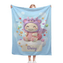 Personalized Kawaii Purple Dragon Costume Blanket | Custom Name | Cute Dragon Character