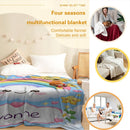 Personalized Rainbow Cloud Blanket | Custom Name | Colorful Kawaii Sky Flannel Throw Gift