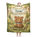 Personalized Woodland Bear Blanket | Custom Name | Storybook Forest Bandana Cozy Fleece Throw Gift