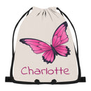 Personalized Butterfly Bag with Name - Custom Hot Pink Butterfly Drawstring Bag for Girls - Butterfly Gift for School Gym and Beach